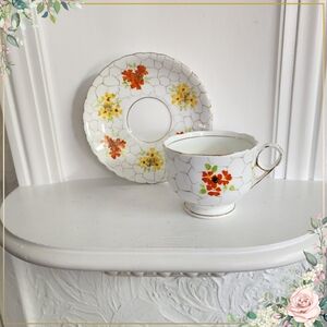 Vintage Tea Cup and Saucer by Phoenix China With Hand Painted 